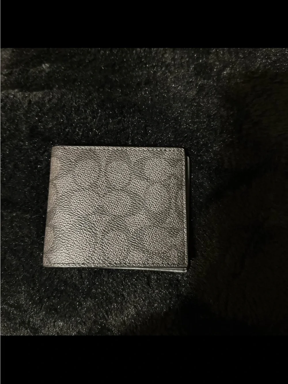 Coach Black Signature Leather Money Clip Wallet